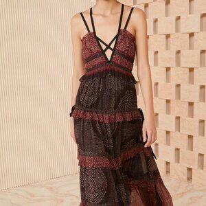 NWOT ULLA JOHNSON Agathe Maxi Dress Gown in Garnet XXS $1,195